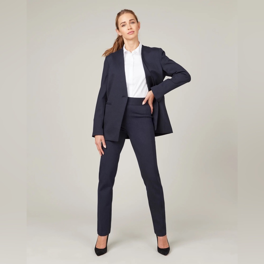 New Spanx The Perfect Blazer in Navy blue pinstripe sz Small